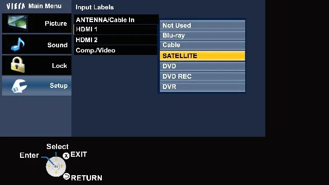 Panasonic TV input label screen on non-smart TV